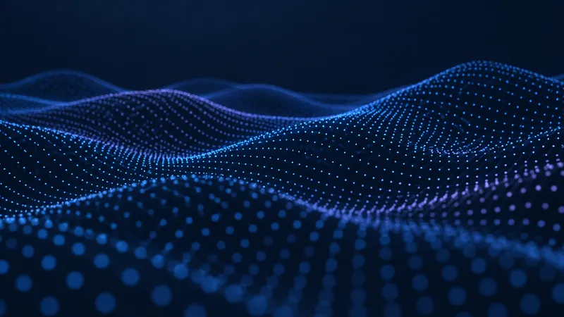 Blue and violet data points forming a flowing topographic surface
